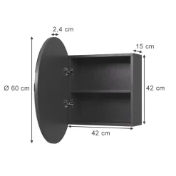 Badspiegelschrank Loki Anthrazit 60 x 60 cm mit 2 Fächern Vicco