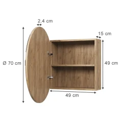 Badspiegelschrank Loki Goldkraft Eiche 70 x 70 cm mit 2 Fächern Vicco