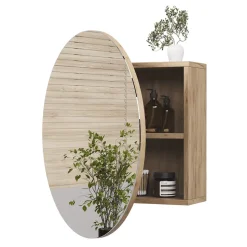 Badspiegelschrank Loki Goldkraft Eiche 60 x 60 cm mit 2 Fächern Vicco