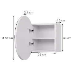 Badspiegelschrank Loki Weiß 50 x 50 cm mit 2 Fächern Vicco
