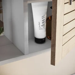 Badspiegelschrank Looma Weiß/Eiche 60 x 60 cm mit 3 Fächern Vicco