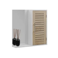 Badspiegelschrank Looma Weiß/Eiche 60 x 60 cm mit 3 Fächern Vicco