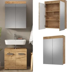 Badspiegelschrank Luna Eiche Wotan 60 x 77 cm Vicco