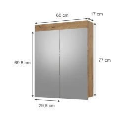 Badspiegelschrank Luna Eiche Wotan 60 x 77 cm Vicco
