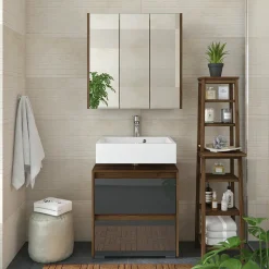 Badspiegelschrank Majest Anthrazit Hochglanz 67.4 x 68 cm Vicco