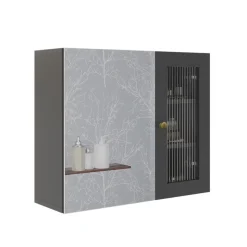 Badspiegelschrank Malte Grau 60 x 50 cm mit Spiegel Vicco