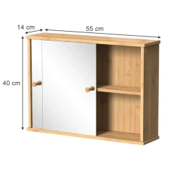 Badspiegelschrank Mireo Bambus 55 x 40 cm mit 2 Schiebetüren Vicco