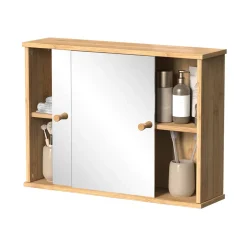 Badspiegelschrank Mireo Bambus 55 x 40 cm mit 2 Schiebetüren Vicco