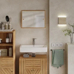 Badspiegelschrank Mireo Bambus 55 x 40 cm mit 2 Schiebetüren Vicco