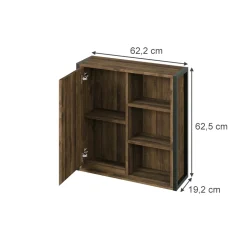 Badspiegelschrank Naola Eiche/Schwarz 62.2 x 62.5 cm mit 1 Spiegeltür Vicco