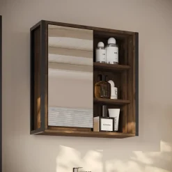 Badspiegelschrank Naola Eiche/Schwarz 62.2 x 62.5 cm mit 1 Spiegeltür Vicco