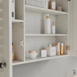 Badspiegelschrank Riad Weiß 68 x 48 cm mit 2 Türen Vicco