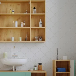 Badspiegelschrank Rudi Eiche 90 x 80.9 cm mit Tür und offenen Fächern Vicco