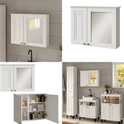 Badspiegelschrank Vanity Weiß 68 x 51 cm Vicco