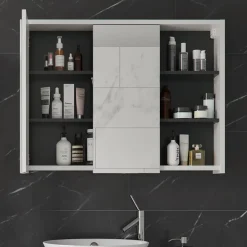 Badspiegelschrank Viola Weiß/Anthrazit 100 x 75 cm Vicco