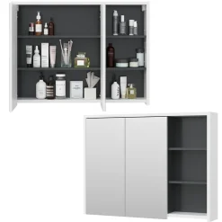 Badspiegelschrank Viola Weiß/Anthrazit 100 x 75 cm Vicco