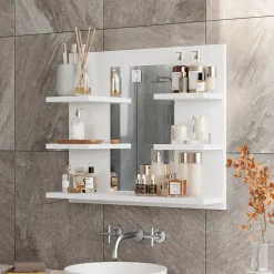 Badspiegelschrank Wilbur Weiß 58.8 x 50 cm mit Regalen Vicco