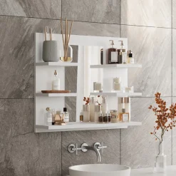 Badspiegelschrank Wilbur Weiß 58.8 x 50 cm mit Regalen Vicco