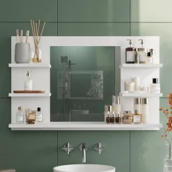 Badspiegelschrank Wilbur Weiß 78 x 50 cm mit Regalen Vicco