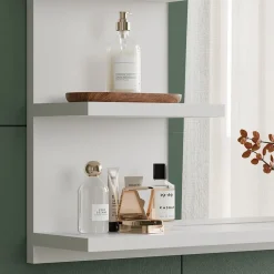 Badspiegelschrank Wilbur Weiß 78 x 50 cm mit Regalen Vicco