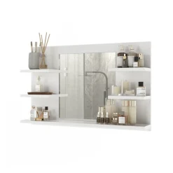 Badspiegelschrank Wilbur Weiß 78 x 50 cm mit Regalen Vicco