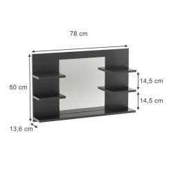 Badspiegelschrank Wilbur Anthrazit 78 x 50 cm mit Regalen Vicco