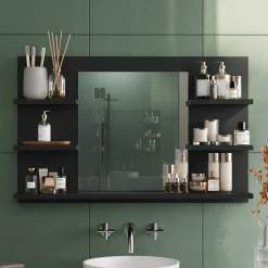 Badspiegelschrank Wilbur Anthrazit 78 x 50 cm mit Regalen Vicco