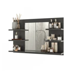 Badspiegelschrank Wilbur Anthrazit 78 x 50 cm mit Regalen Vicco