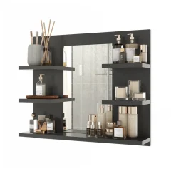 Badspiegelschrank Wilbur Anthrazit 58.8 x 50 cm mit Regalen Vicco