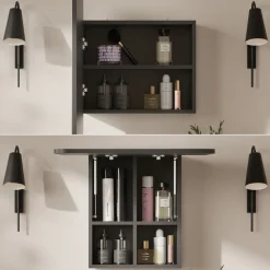 Badspiegelschrank Zino Anthrazit 60 x 50 cm mit Regalen Vicco