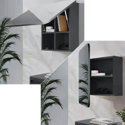 Badspiegelschrank Zino Anthrazit 60 x 50 cm mit Regalen Vicco