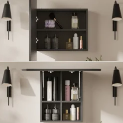 Badspiegelschrank Zino Anthrazit 65 x 50 cm mit Regalen Vicco