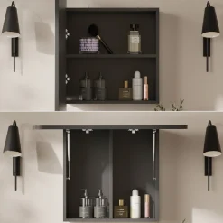 Badspiegelschrank Zino Anthrazit 70 x 50 cm mit Regalen Vicco