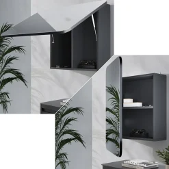 Badspiegelschrank Zino Anthrazit 70 x 50 cm mit Regalen Vicco