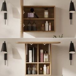 Badspiegelschrank Zino Goldkraft Eiche 60 x 50 cm mit Regalen Vicco