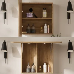 Badspiegelschrank Zino Goldkraft Eiche 70 x 50 cm mit Regalen Vicco