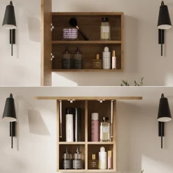 Badspiegelschrank Zino Goldkraft Eiche 65 x 50 cm mit Regalen Vicco