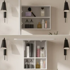 Badspiegelschrank Zino Weiß 60 x 50 cm mit Regalen Vicco