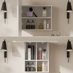 Badspiegelschrank Zino Weiß 65 x 50 cm mit Regalen Vicco