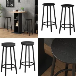 Barhocker Edmonton Schwarz 31.5 x 64 cm 2 Teile Vicco