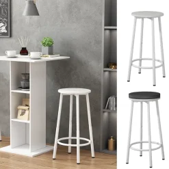 Barhocker Edmonton Weiß 31.5 x 64 cm 2 Teile Vicco