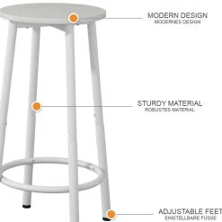 Barhocker Edmonton Weiß 31.5 x 64 cm 2 Teile Vicco