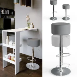 Barhocker 2er Set Grau 33 x 92 cm 2 Teilig Vicco