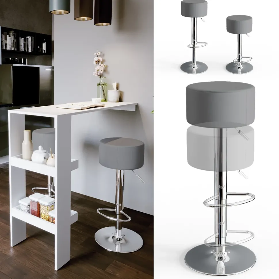 Barhocker 2er Set Grau 33 x 92 cm 2 Teilig Vicco