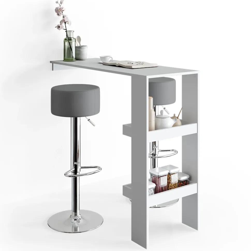 Barhocker 2er Set Grau 33 x 92 cm 2 Teilig Vicco