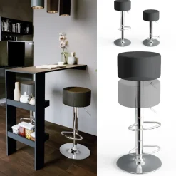 Barhocker 2er Set Schwarz 33 x 92 cm 2 Teilig Vicco