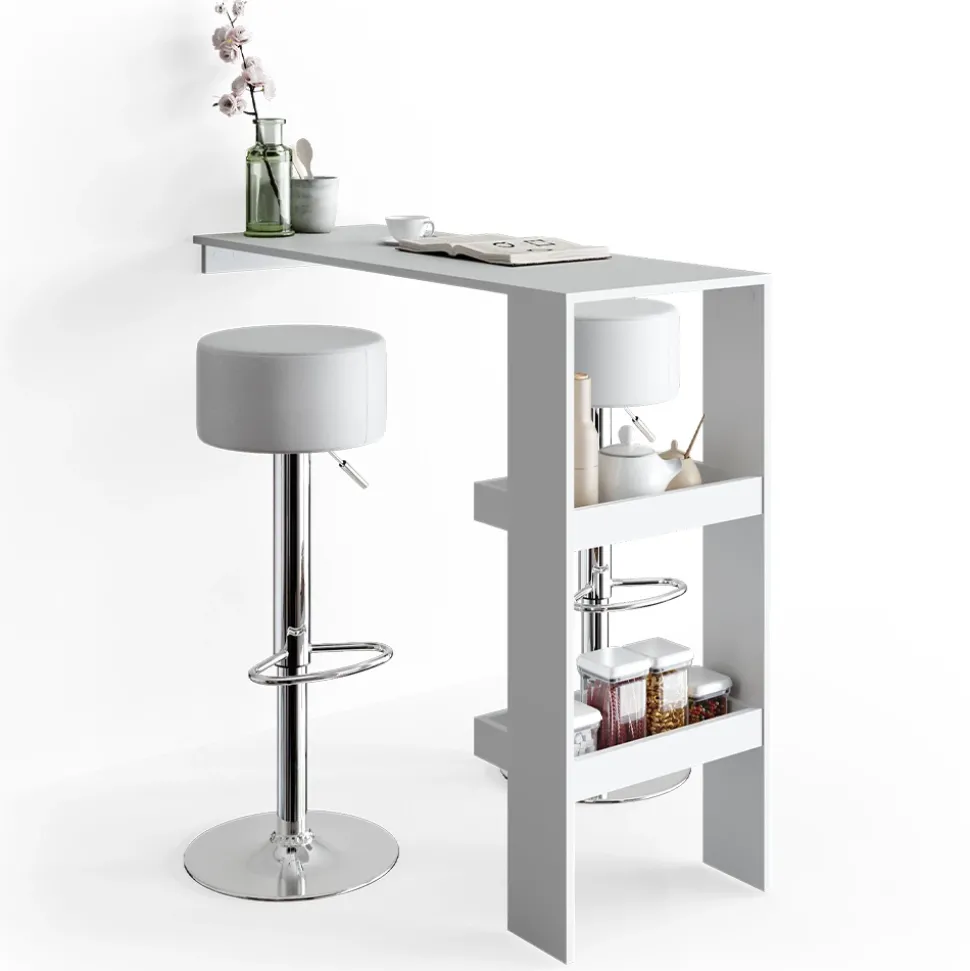 Barhocker 2er Set Weiß 33 x 92 cm 2 Teilig Vicco