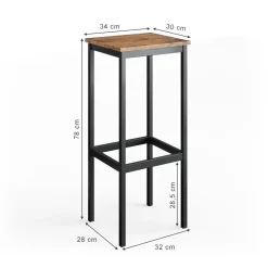 Barhocker 2er Set Fyrk Eiche rustikal 32 x 78 cm 2 Teile Vicco