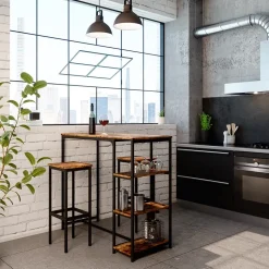 Barhocker 2er Set Fyrk Eiche rustikal 32 x 78 cm 2 Teile Vicco