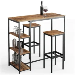 Barhocker 2er Set Fyrk Eiche rustikal 32 x 78 cm 2 Teile Vicco